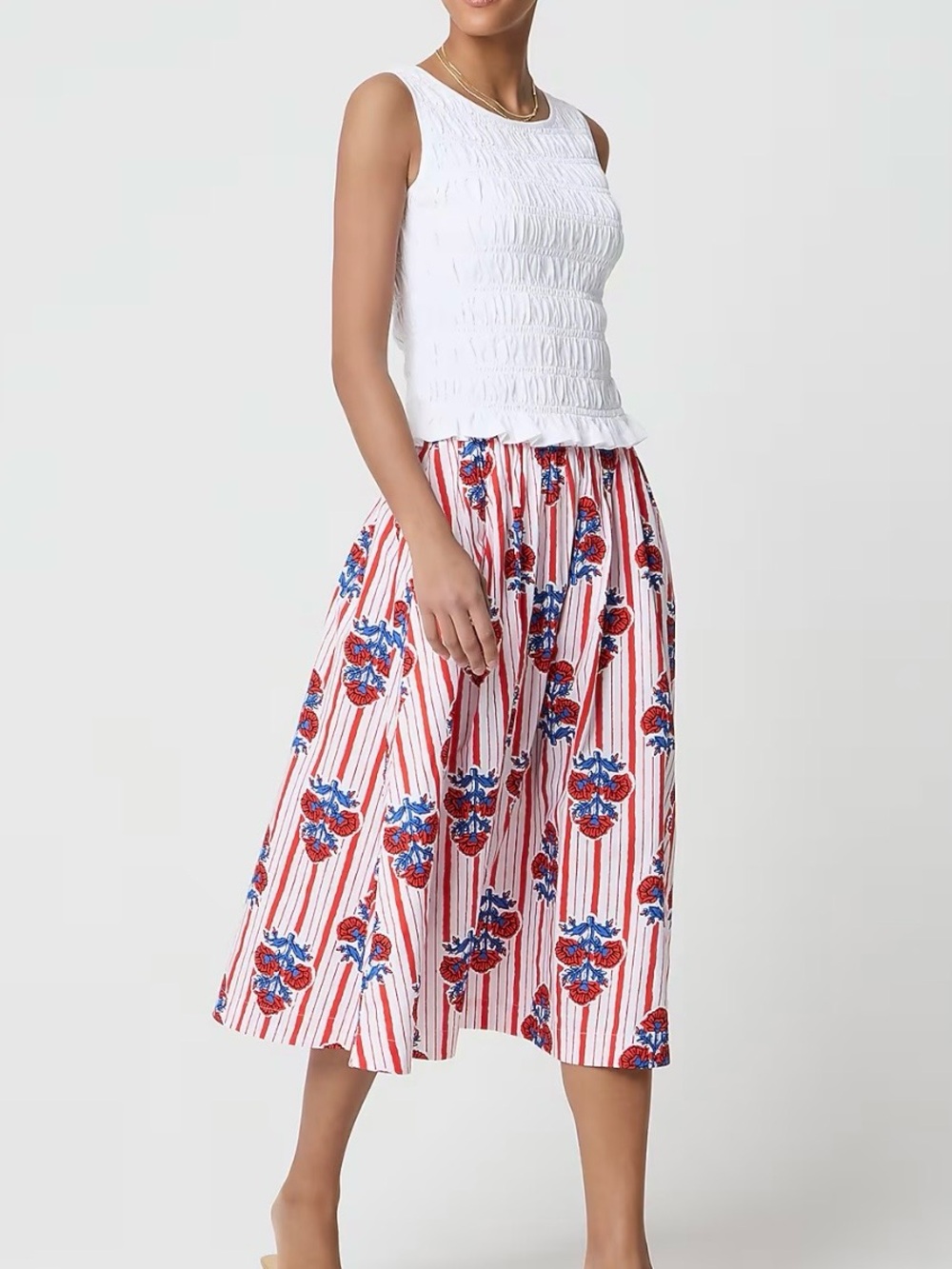 J. Crew poplin pull on midi skirt